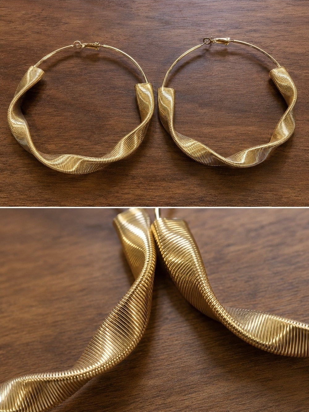Gold Twist Hoop Earrings